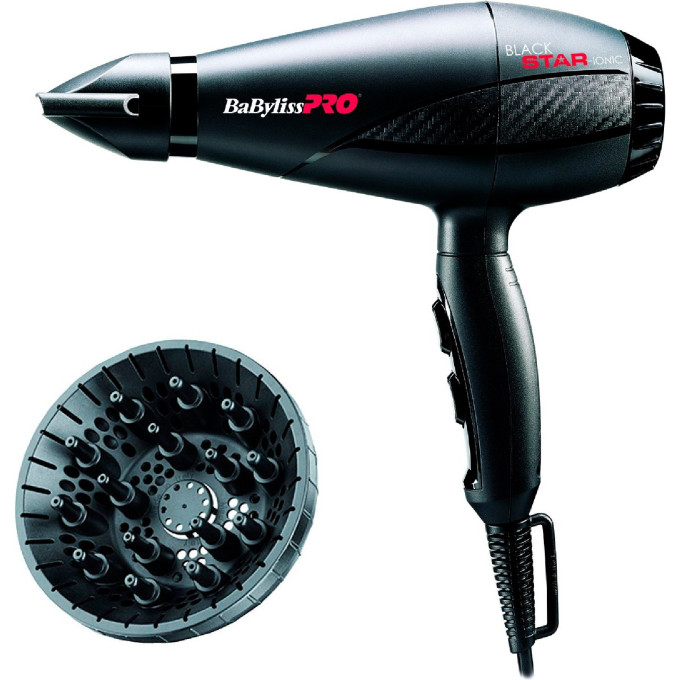 Фен BABYLISS PRO Black Star BAB6250IE с диффузором BAB6250IE Gift